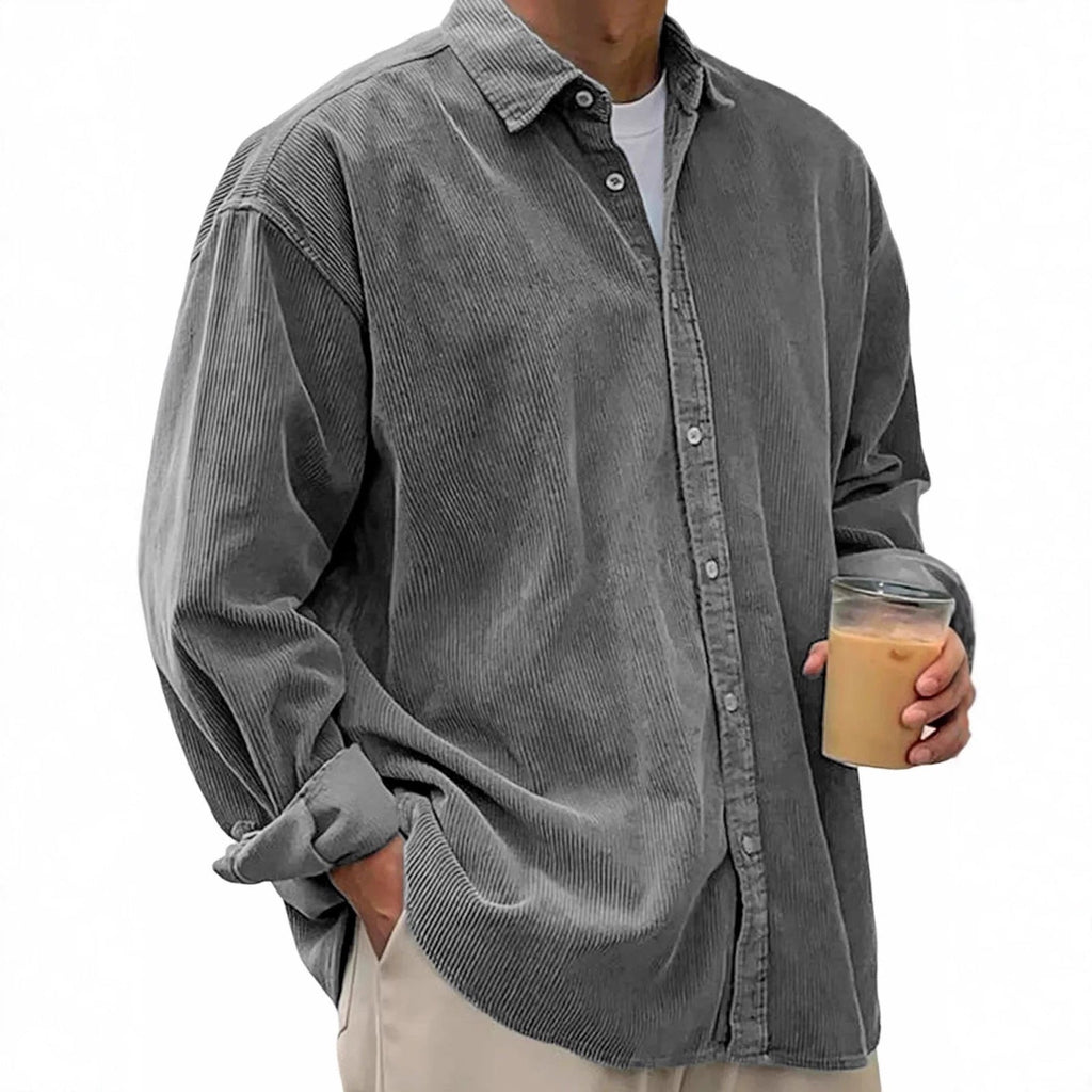 Men's casual cord shirt made of fine ribbed fabric with oversized fit Fashion Glam