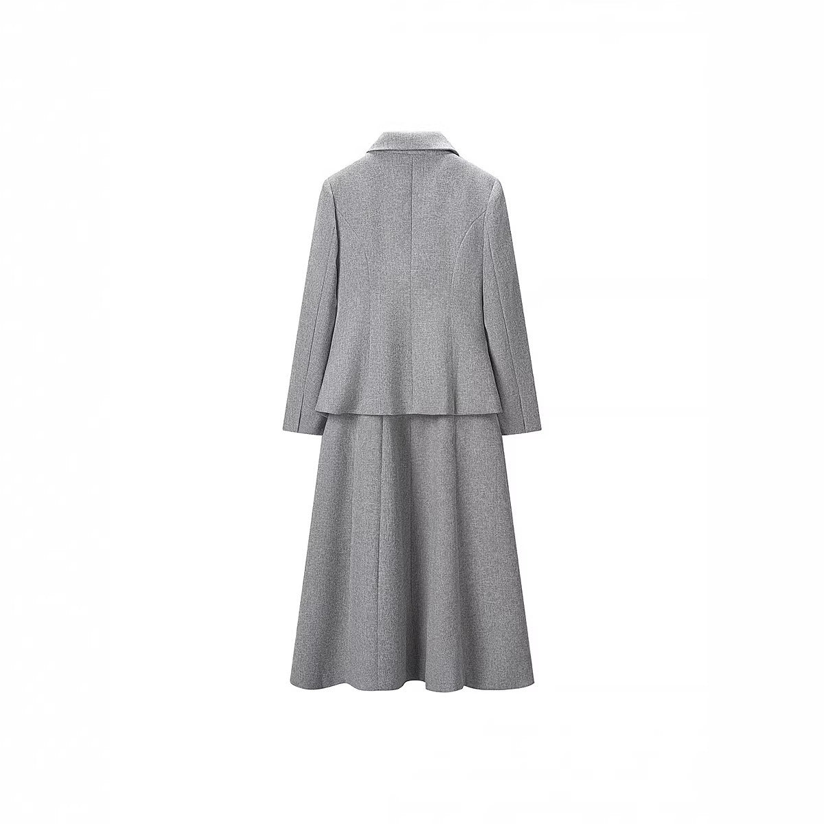 Ladies Two-Piece Boucle Tweed Set with Fitted Button Blazer and Flared Midi Skirt Fashion Glam