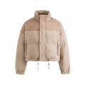 Women's Short Quilted Stand Collar Jacket with Drawstring, Waffle Texture and Boxy Silhouette Fashion Glam