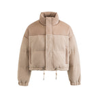 Women's Short Quilted Stand Collar Jacket with Drawstring, Waffle Texture and Boxy Silhouette Fashion Glam