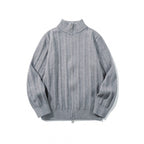 Unisex Zip Sweater with Stand-Up Collar and Vertical Structure Fashion Glam