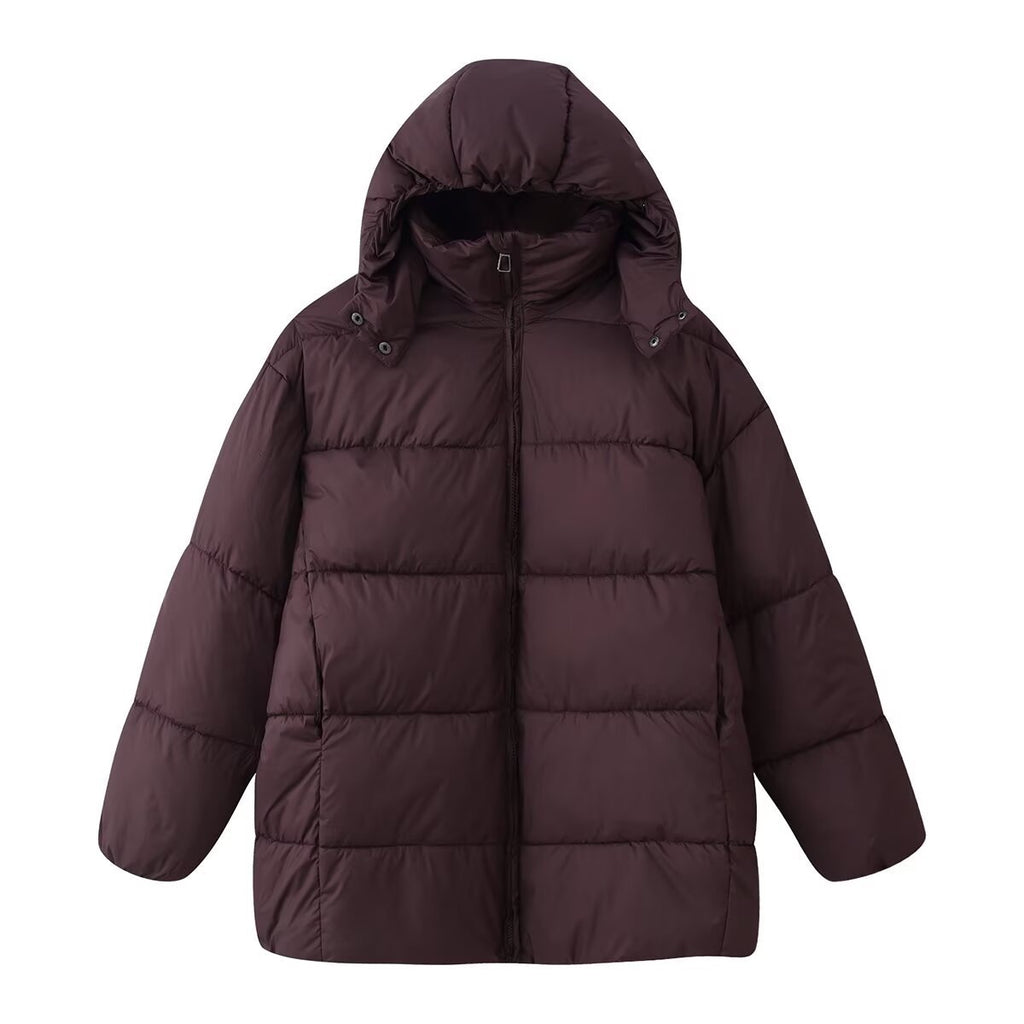 Women's Oversize Padded Coat with Hood and Quilted Thermal Filling Fashion Glam