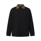 Men's Oversized Polo Shirt in Sweatshirt Style with Contrasting Collar Fashion Glam
