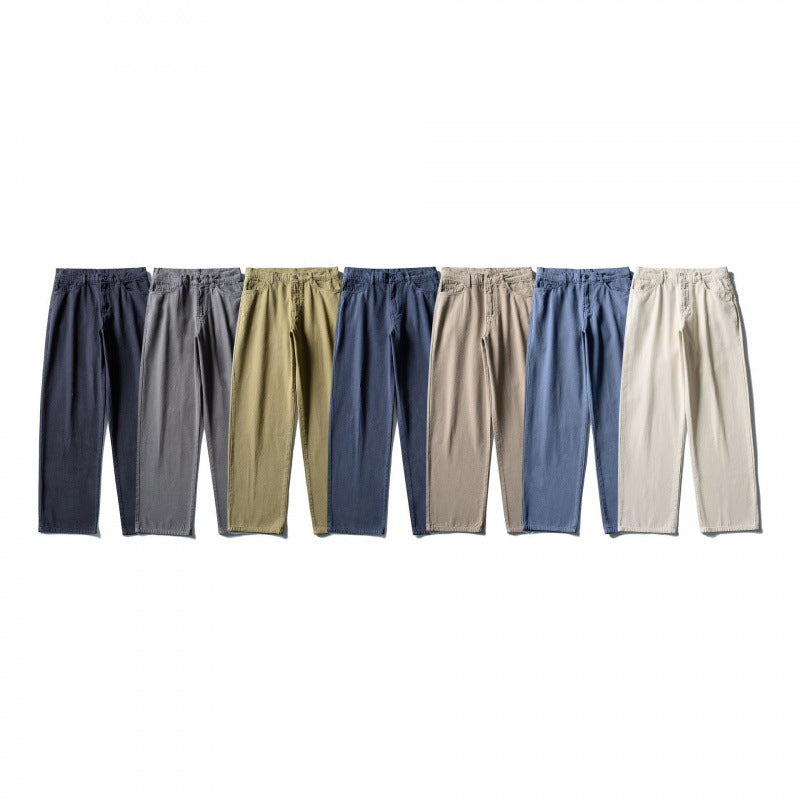Men Straight Cut Comfort Canvas Pants with High Waist Fashion Glam
