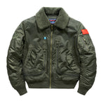 Men's pilot bomber jacket with teddy collar and multifunctional organizer pockets Fashion Glam
