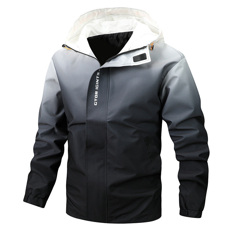 Men's Water-Repellent Hooded Jacket with Gradient, Windproof and Breathable Fashion Glam