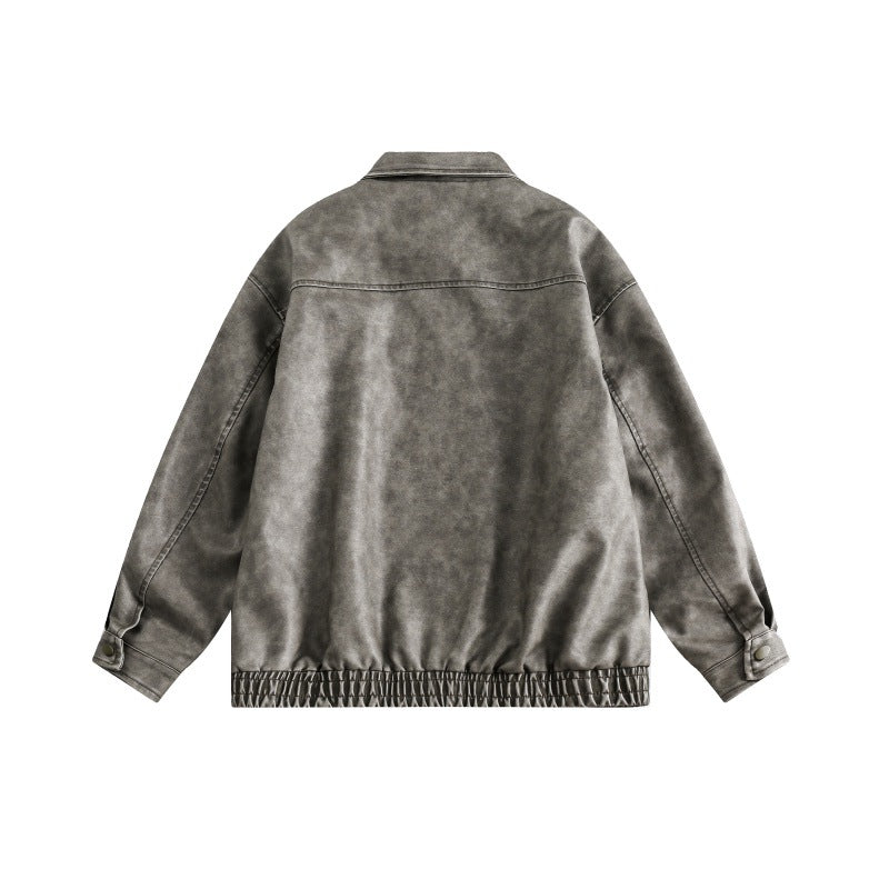 Unisex Boxy Overshirt Jacket in Vintage Suede Look with Elastic Hem and Concealed Snap Placket Fashion Glam