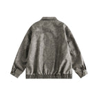 Unisex Boxy Overshirt Jacket in Vintage Suede Look with Elastic Hem and Concealed Snap Placket Fashion Glam