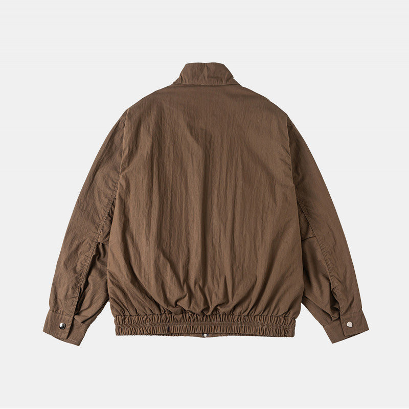 Men's Lightweight Harrington Jacket with Stand-up Collar, Elastic Hem, and Slanted Zipper Pockets Fashion Glam
