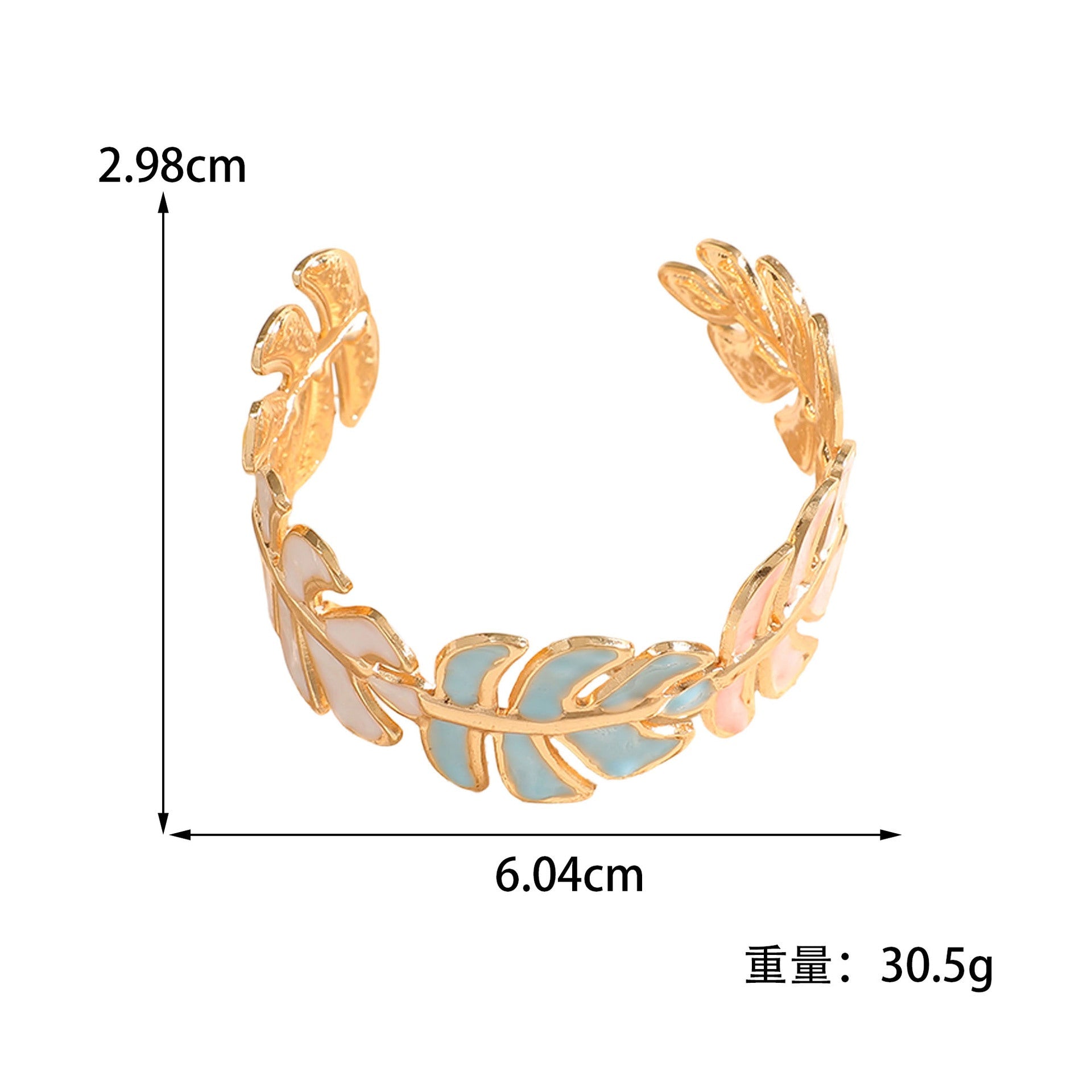 Women Open Bangle in Elegant Leaf Design Fashion Glam