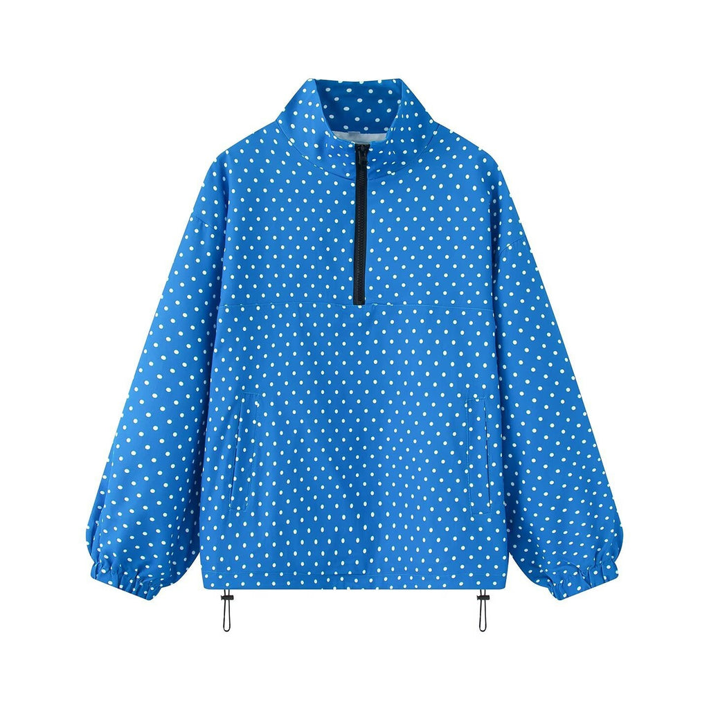 Women's Oversize Rain Anorak with Half Zip, Kangaroo Pocket and Drawstring Hem Fashion Glam