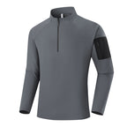 Men's Breathable Functional Long Sleeve Shirt with Stand Collar, 1/4 Zipper and Sleeve Utility Pocket Fashion Glam