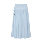 Women Maxi Skirt with High Waist, Side Decorative Cord and Wide Pleated Fall Fashion Glam