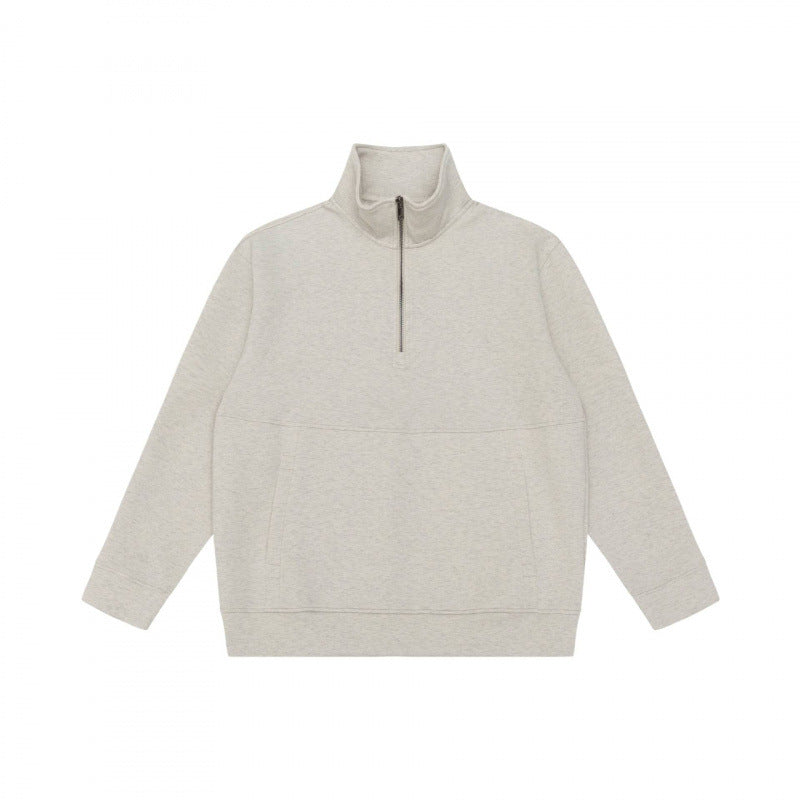 Unisex Oversize Sweatshirt with half zip, stand-up collar and kangaroo pocket Fashion Glam