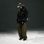 Men's Padded Tech Outdoor Jacket with Adjustable Waist Belt, Utility Attachments and Hidden Hood Fashion Glam