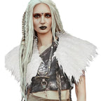 Ladies feather-trimmed shoulder stole in capelet style with soft faux fur collar Fashion Glam