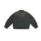 Men's Boxy Bomber Jacket in Suede Look with Shirt Collar, Zipper and Elastic Hem Fashion Glam