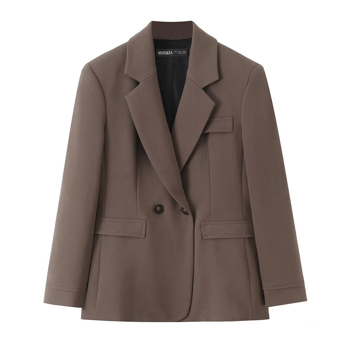 Women's Two-Piece Suit Set with Tailored Double-Breasted Blazer and High-Waisted Pleated Trousers Fashion Glam