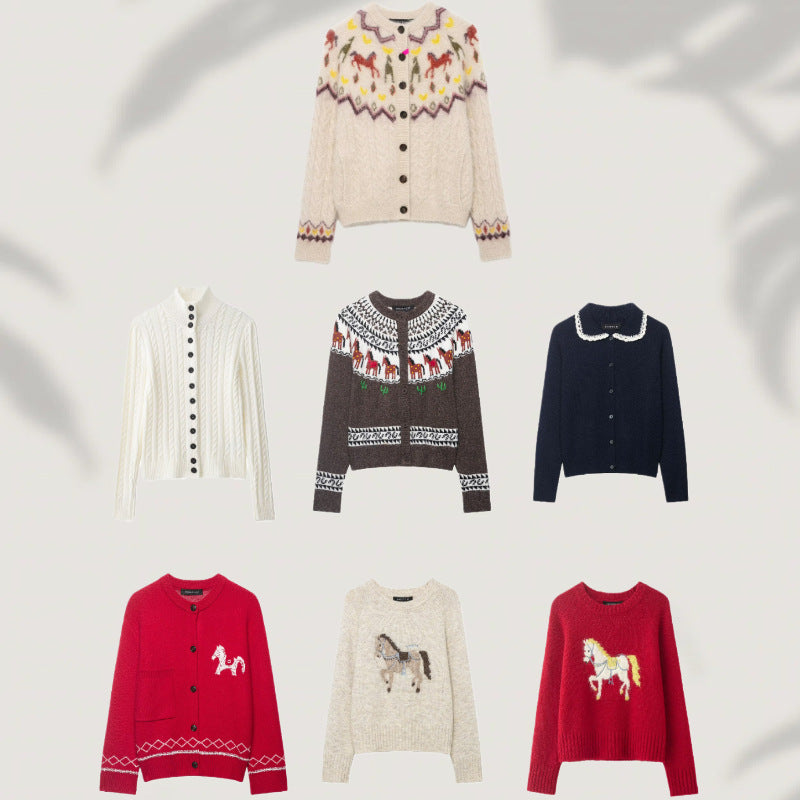 Women’s fine knit cardigan with crocheted Peter Pan collar Fashion Glam