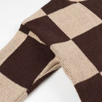 Women's Oversize Knitted Sweater with Distinctive Check Pattern and Ribbed Finishes Fashion Glam