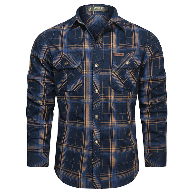 Men's checked flannel outdoor shirt with reinforced flap chest pockets and ergonomic back detail Fashion Glam