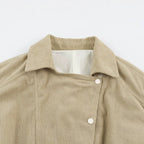 Women’s corduroy short jacket with fitted belt and snap button placket Fashion Glam