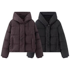 Women's short quilted puffer jacket with high stand-up collar and concealed button placket Fashion Glam