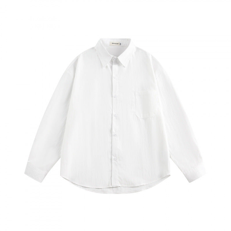 Unisex Oversize Lightweight Structured Cotton Shirt with Chest Pocket and Rounded Hem Fashion Glam