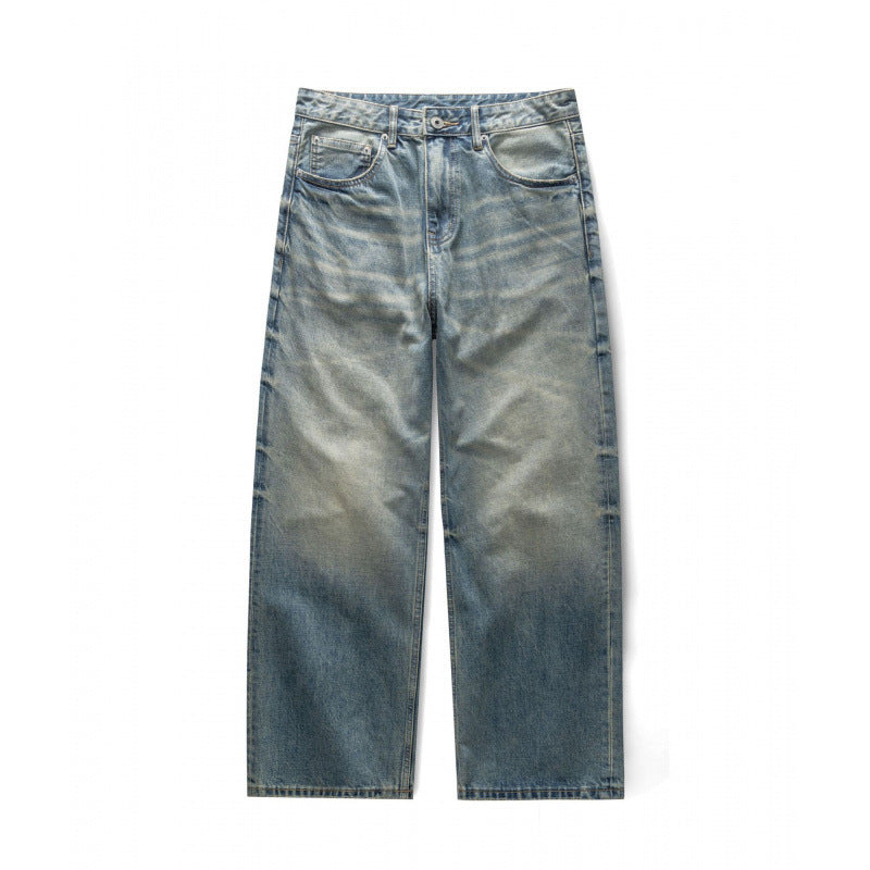 Women's Loose-Fit Straight-Leg Jeans with High Waist and Vintage Wash Fashion Glam