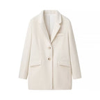 Ladies Longline Textured Blazer with Lapel Collar and Flap Pockets Fashion Glam