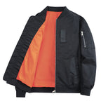 Men's Lightweight Flight Bomber Jacket with Water-Repellent Shell and Contrast Lining Fashion Glam