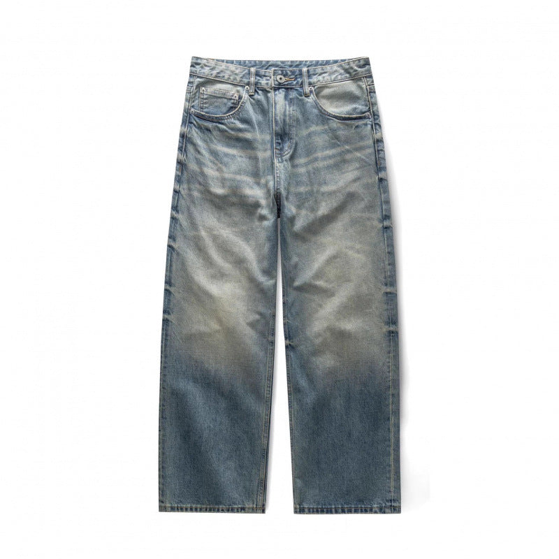 Women's Loose-Fit Straight-Leg Jeans with High Waist and Vintage Wash Fashion Glam