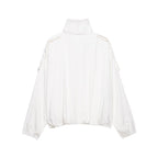 Women Oversize Blouson Jacket with Stand-Up Collar and Snap Front Fashion Glam