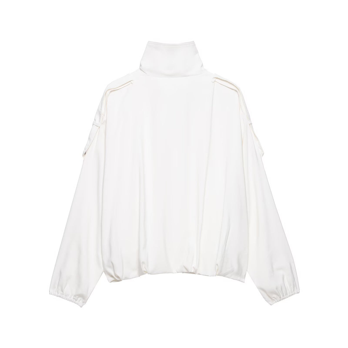 Women Oversize Blouson Jacket with Stand-Up Collar and Snap Front Fashion Glam