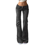 Women's High-Waisted Flared Jeans with Bell Bottoms, Subtle Embroidery & Extended Hem Fashion Glam