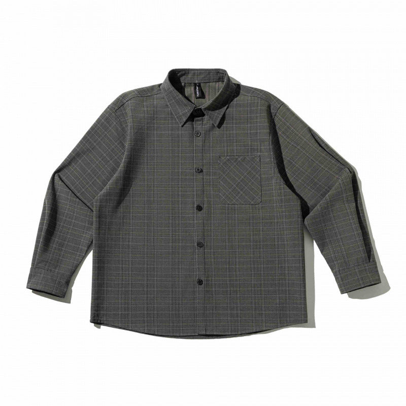 Unisex Checked Overshirt in Boxy Cut with Chest Flap Pocket and Shirt Collar Fashion Glam