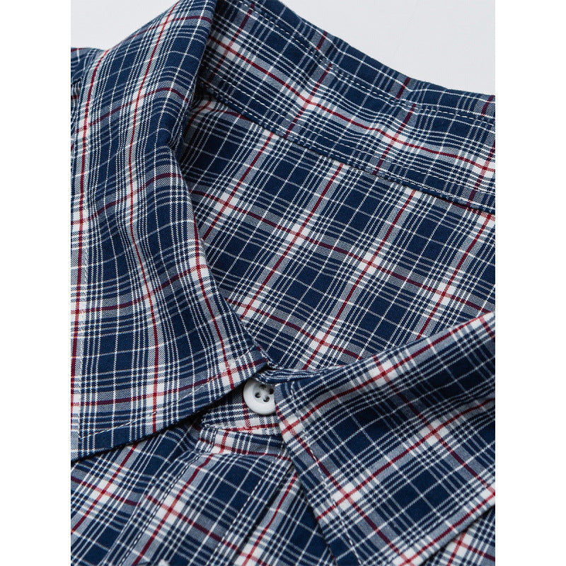Men's Casual Check Shirt in Overshirt Style with Button-Down Collar and Rounded Hem Fashion Glam