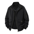 Men's Wind and Water Resistant Urban Bomber Jacket with Stand Collar and Multiple Pockets Fashion Glam