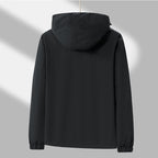 Men's lightweight water-repellent hooded transitional jacket with contrast shoulder panels and drawstring hem Fashion Glam