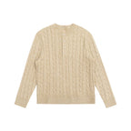 Unisex Chunky Knit Henley Sweater with Cable Pattern and Half Button Placket Fashion Glam