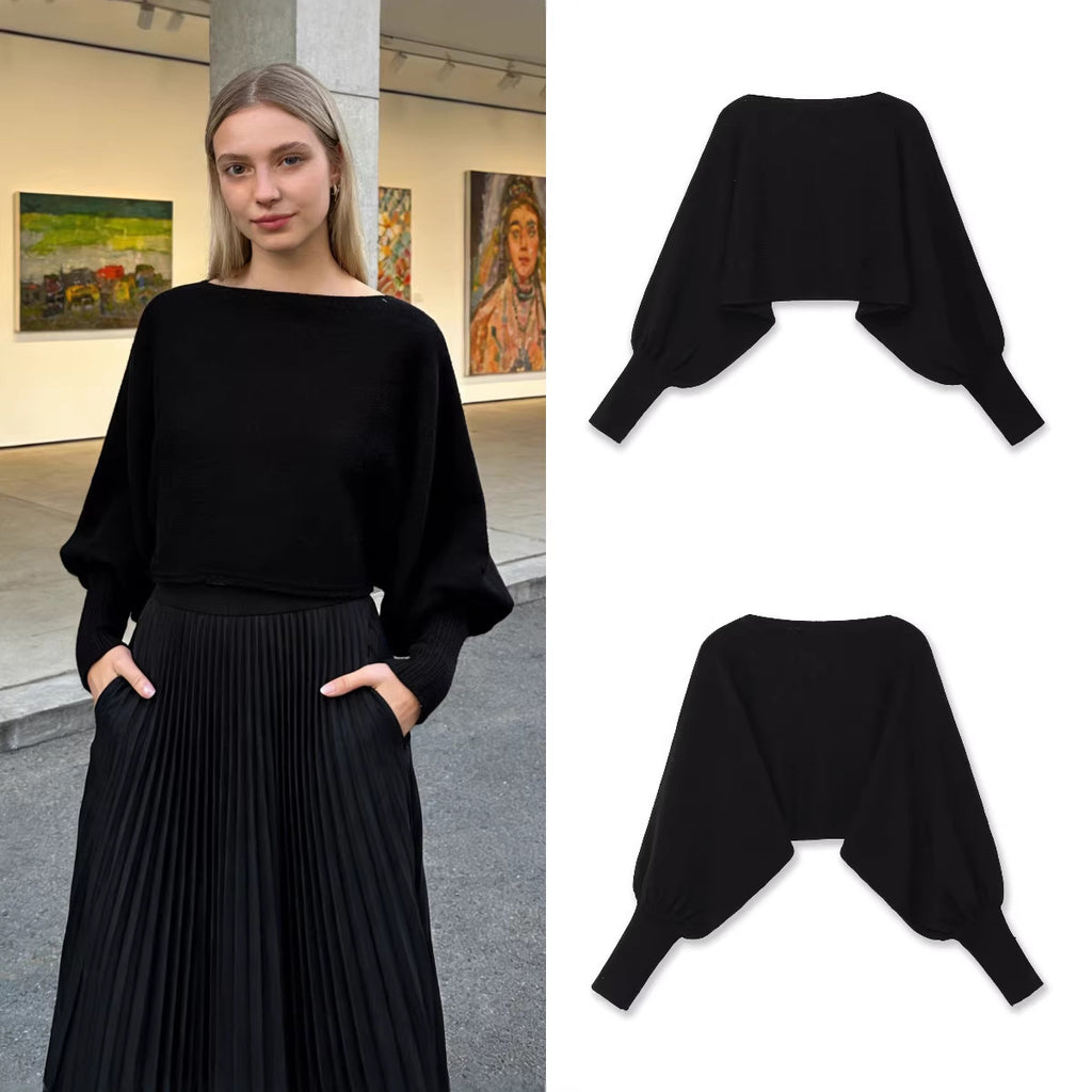 Ladies cropped bolero with wide batwing sleeves and long ribbed cuffs Fashion Glam