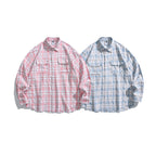 Unisex Boxy overshirt in checked linen blend with frayed hem and patch pockets Fashion Glam