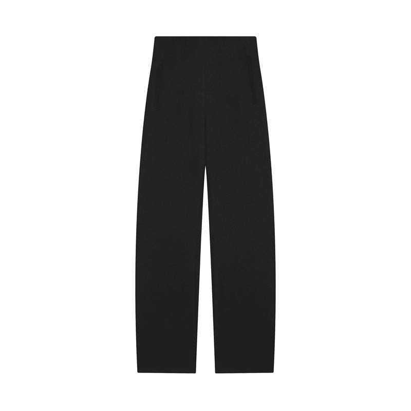 Women's High-Waisted Wide Fabric Pants with Straight Leg and Hidden Waistband Fashion Glam