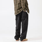 Men's Wide Utility Cargo Pants in Baggy Fit with Large Patch Pockets and Reinforced Knee Areas Fashion Glam