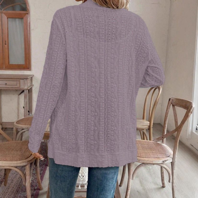 Women's Open Structured Knitted Cardigan with Pockets Fashion Glam