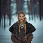 Women's Short Shoulder Cape made of high-quality faux fur with decorative buckle Fashion Glam