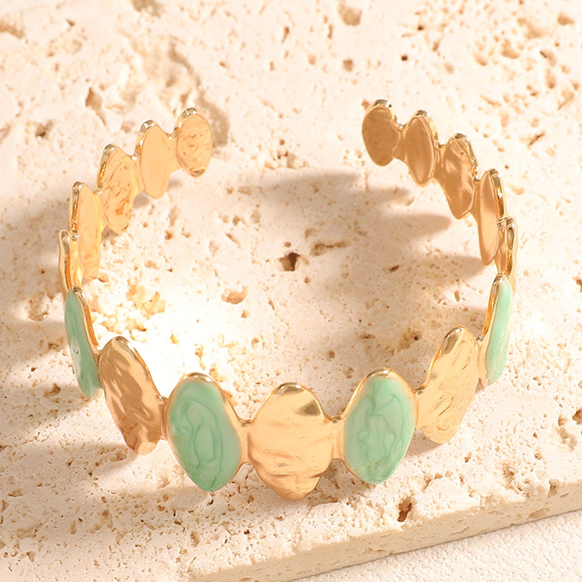 Ladies Open Bangle made of noble metal with elegant motif Fashion Glam