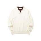 Unisex Oversize fine knit pullover with open Henley neckline and contrasting inner collar Fashion Glam