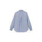 Unisex Oversized stripe shirt with diagonal striped chest pocket, Kent collar and rounded hem Fashion Glam
