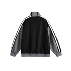 Unisex Lightweight Retro Track Jacket with Stand Collar, Contrasting Stripes and Ribbed Cuffs Fashion Glam